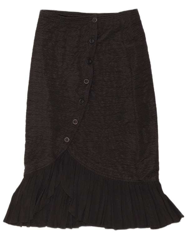 Falda trompeta vintage para mujer grande W28 viscosa negra
