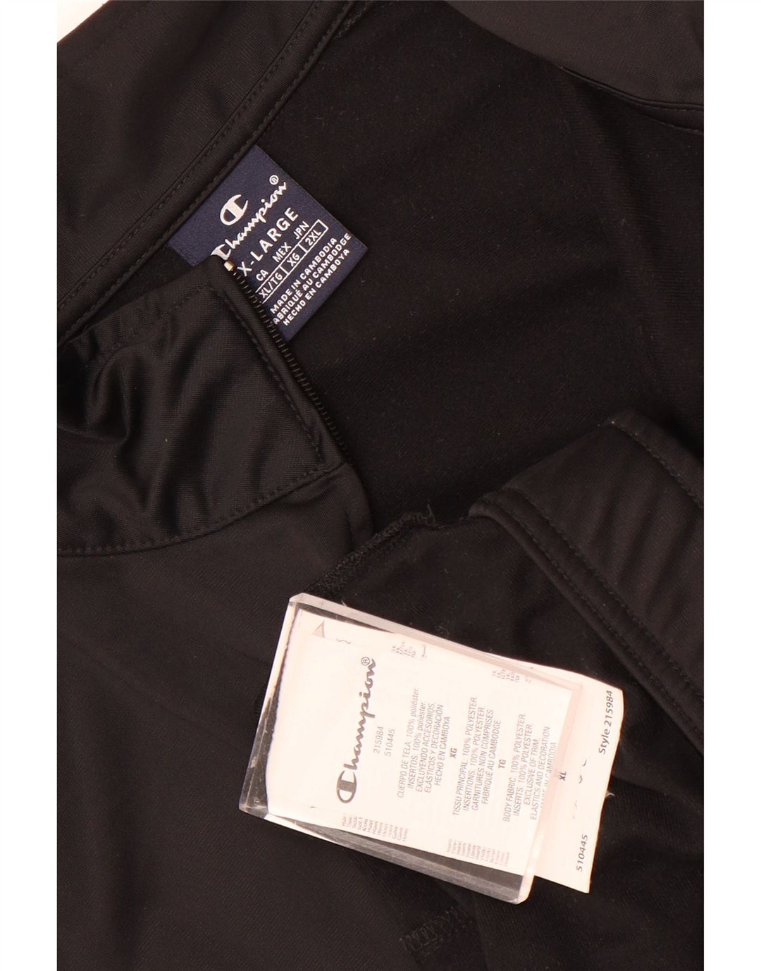 Champion Chaqueta de chándal gráfica para hombre XL Poliéster con bloques de color negro