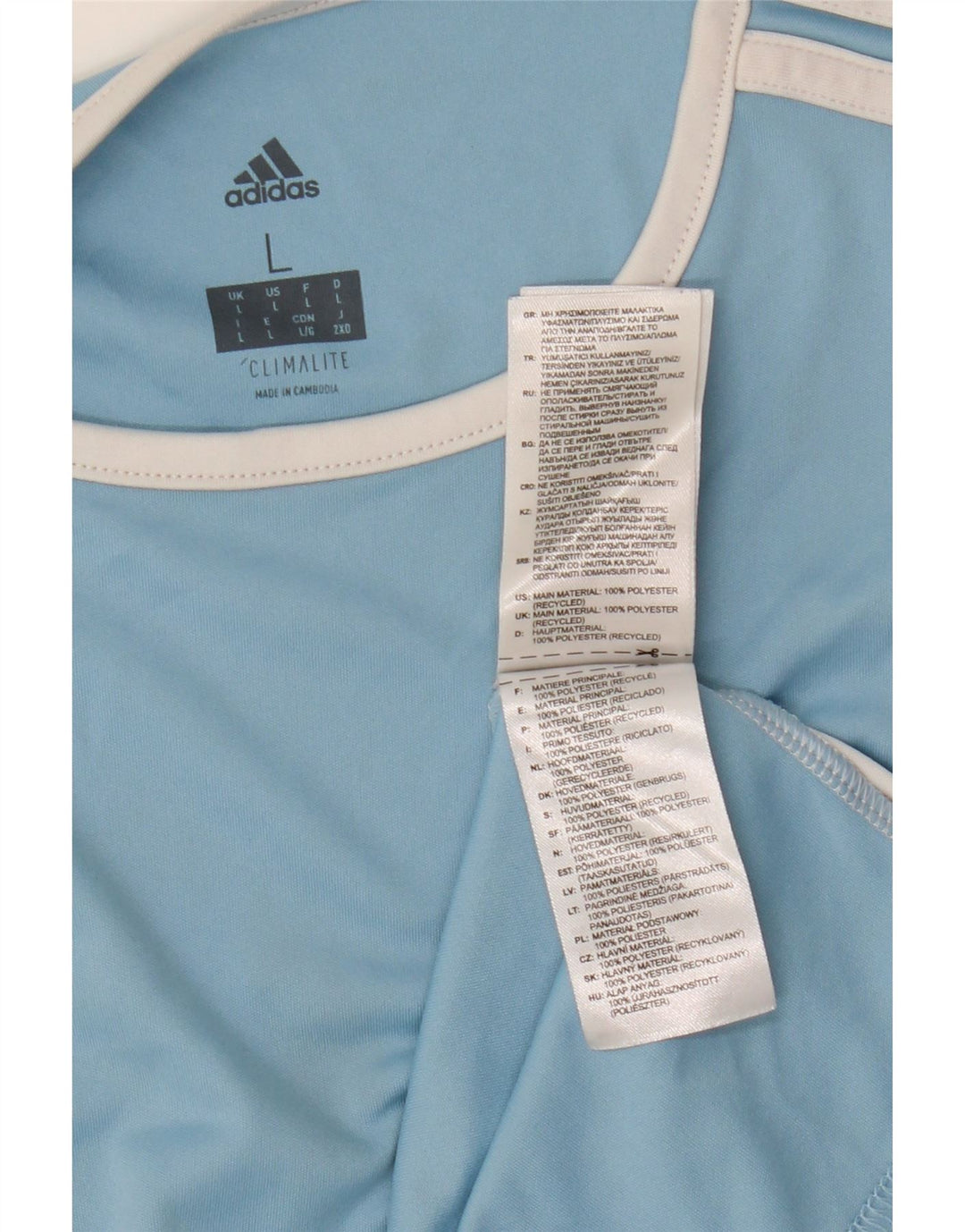 Adidas Hombre Climalite Camiseta Top Grande Azul Colorblock Poliéster