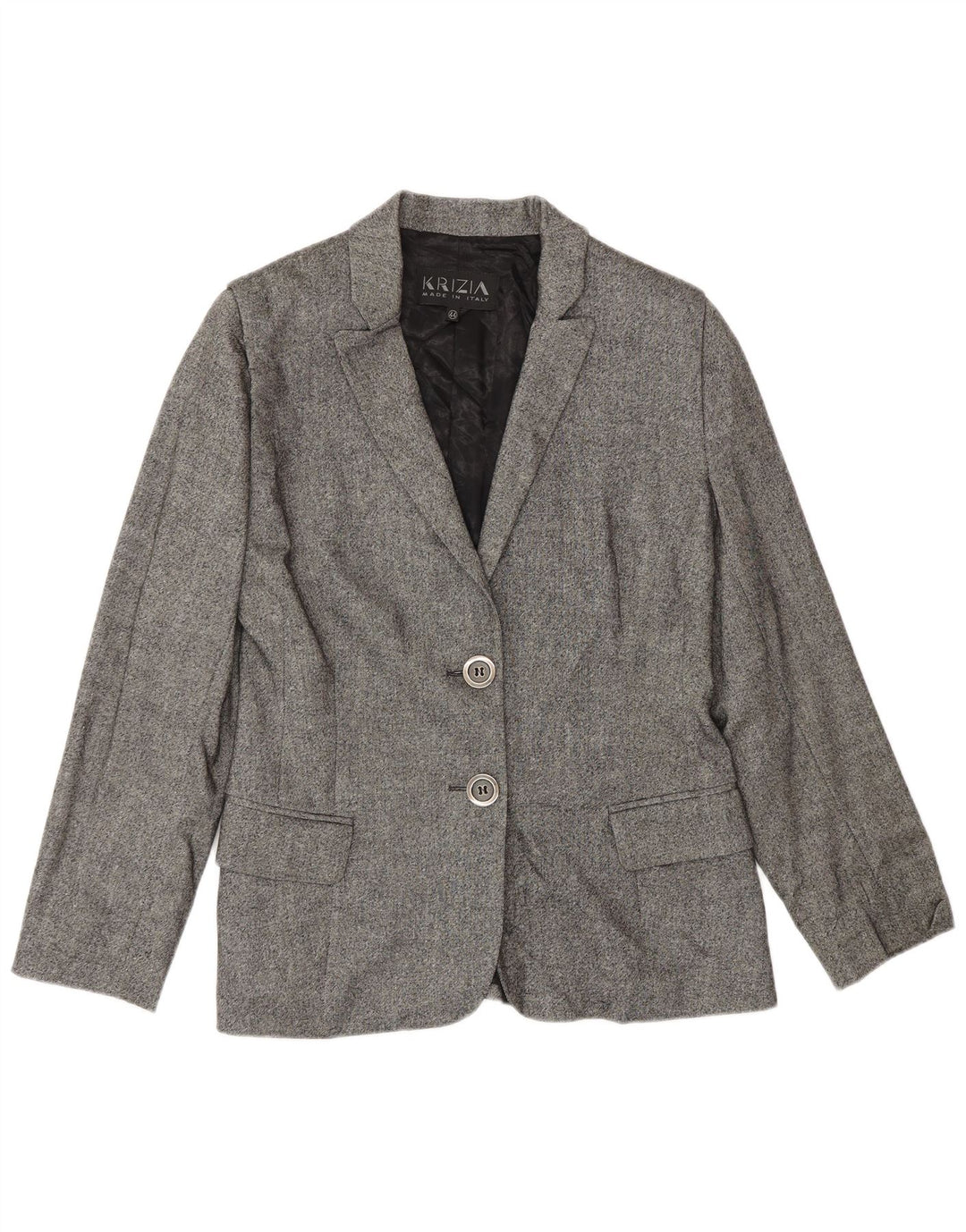 Chaqueta Blazer De Mujer Krizia De 2 Botones IT 44 Lana Gris Medio