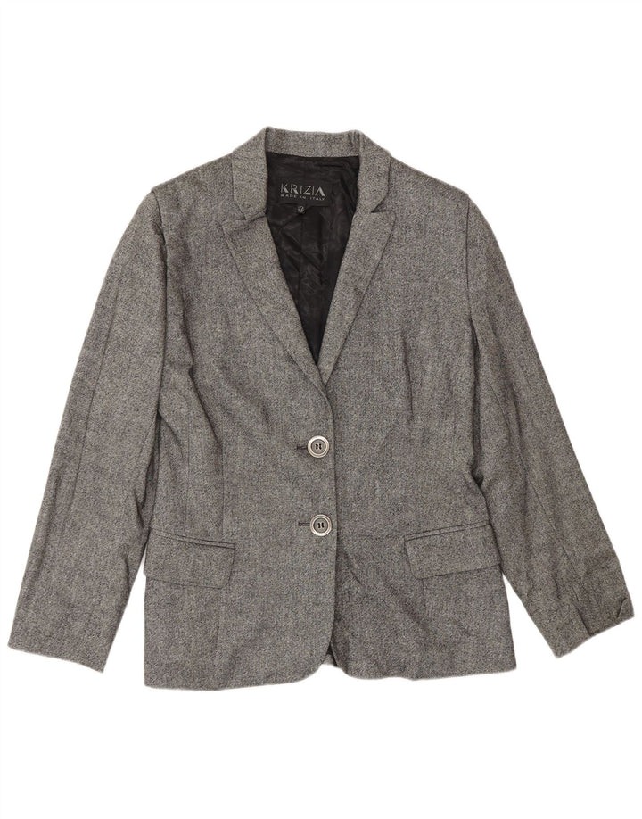 Chaqueta Blazer De Mujer Krizia De 2 Botones IT 44 Lana Gris Medio