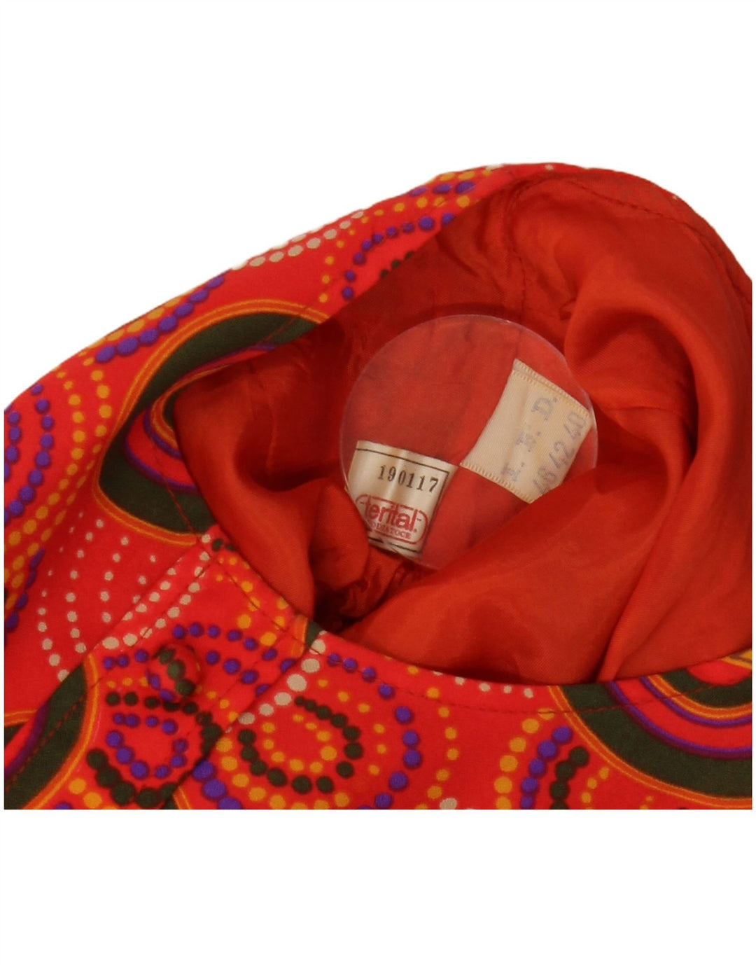 VINTAGE Vestido de mujer A-Line IT 46 Grande Rojo Geométrico