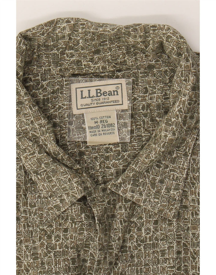 L.L.Bean Camisa de manga corta para hombre Algodón geométrico caqui medio