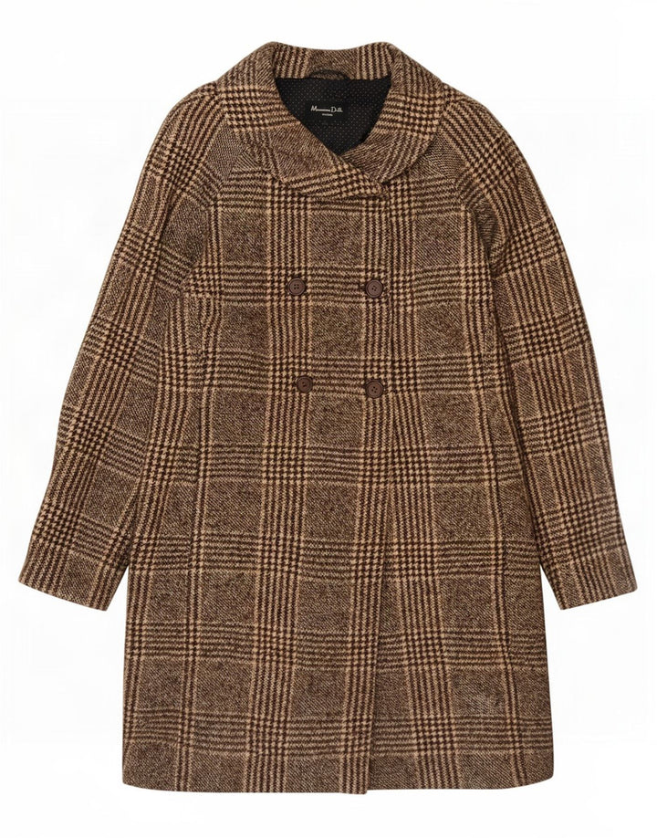 Massimo Dutti Abrigo Cruzado Mujer EU 40 Marrón Medio Pata De Gallo