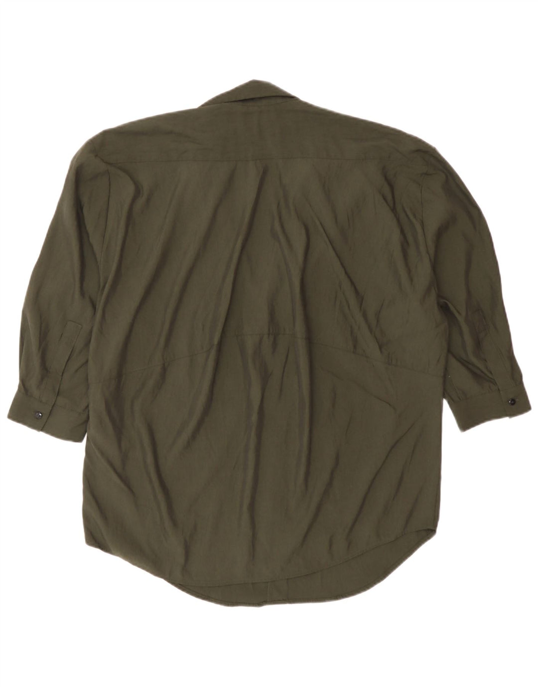 Zara Camisa tipo jersey extragrande con manga 3/4 para mujer UK 6 XS Khaki Lyocell