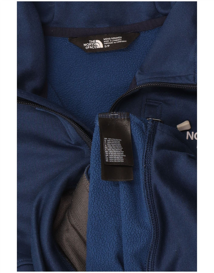 The North Face Jersey con capucha y cuello con cremallera para hombre, talla pequeña, poliéster azul marino