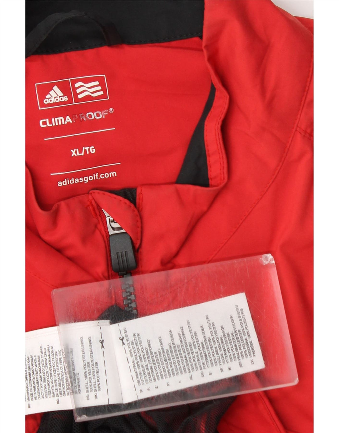 Adidas Chaqueta impermeable Clima Proof para hombre UK 42 XL Rojo Colorblock Poliéster