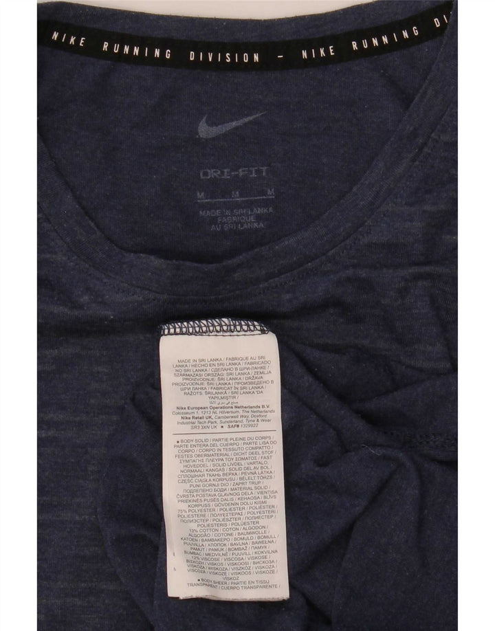 Camiseta Nike Dri Fit para hombre Top medio azul marino poliéster a rayas