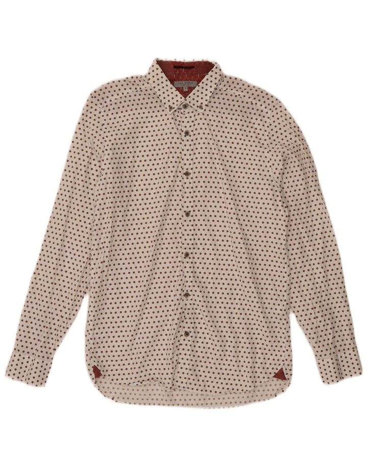 Ted Baker Camisa para hombre Talla 3 Mediana Algodón manchado blanco