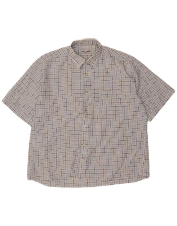 Camisa de manga corta para hombre Pierre Cardin Talla 43 Cuadros azules grandes