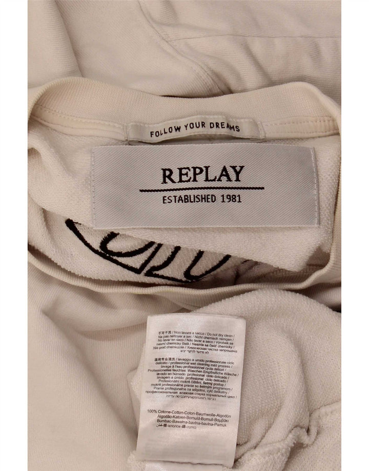 Replay Sudadera gráfica para mujer Jumper UK 44 Algodón blanco mediano