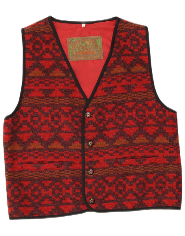 Pionier Chaleco para hombre grande rojo geométrico lana azteca