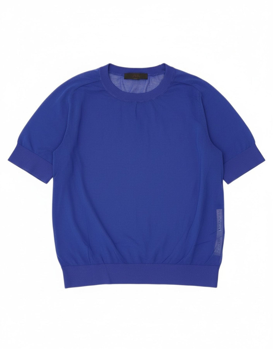 Zara Mujer Top Transparente UK 44 Algodón Azul Grande