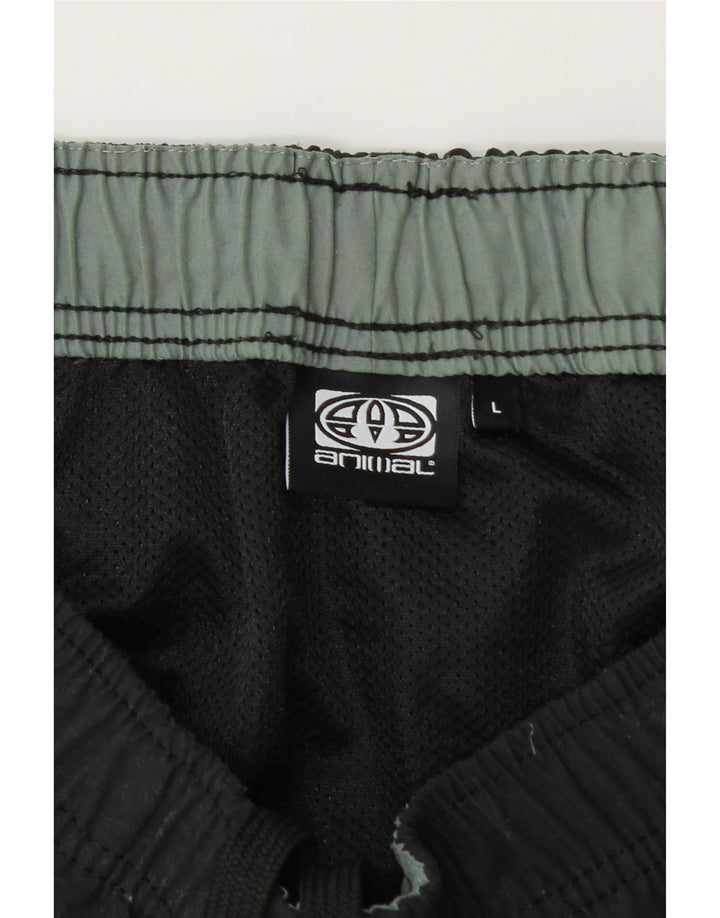 ANIMAL Bañador con gráfico para hombre, talla grande, poliéster negro