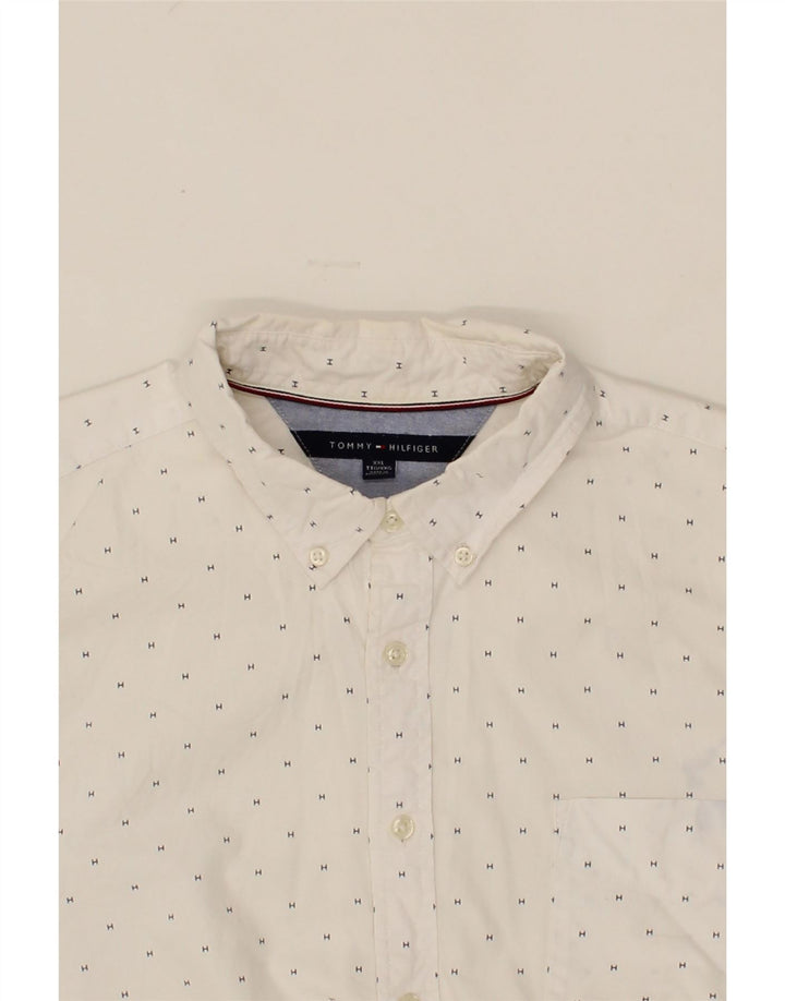 TOMMY HILFIGER Mens Shirt 2XL White Spotted Cotton Vintage Tommy Hilfiger and Second-Hand Tommy Hilfiger from Messina Hembry 