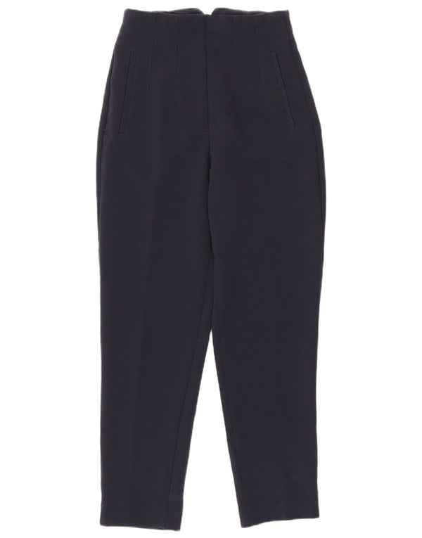 Zara Mujer Pantalón Traje Tapered XS W24 L26 Azul Marino Poliéster