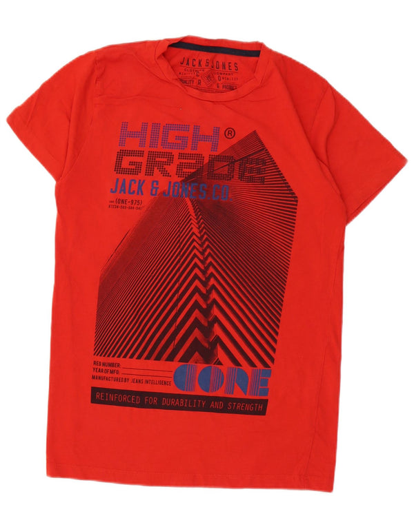 Jack & Jones Hombre Camiseta Gráfica Top Medium Rojo Algodón