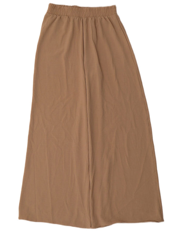 Zara Mujer Pantalones Anchos De Cintura Alta Pequeño W27 L30 Poliéster Caqui
