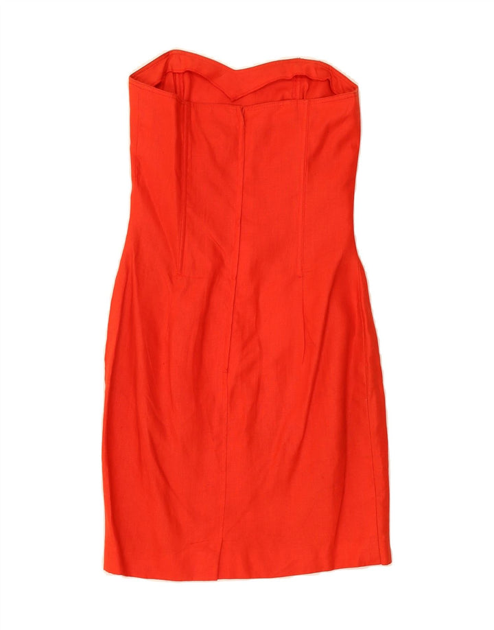 VINTAGE Womens Strapless Dress IT 42 Medium Red Linen Vintage Vintage and Second-Hand Vintage from Messina Hembry 