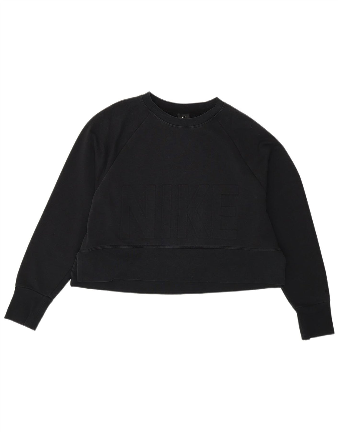 NIKE Mujer Oversize Crop Graphic Sudadera Jumper UK 10 Small Negro