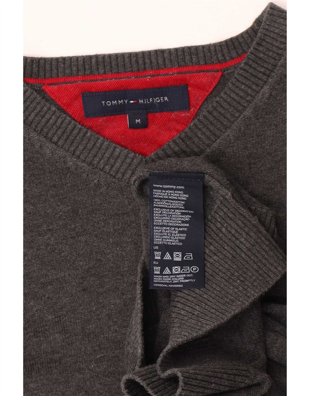 Tommy Hilfiger Jersey con Cuello en V para Hombre de algodón Gris Medio