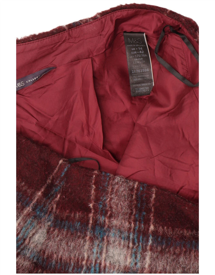 Marks & Spencer Minifalda para mujer UK 14 Large W34 Poliéster a cuadros burdeos