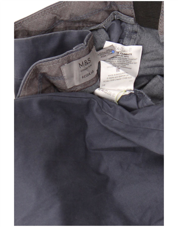 Marks & Spencer Pantalones chinos regulares para hombre W40 L32 Algodón azul
