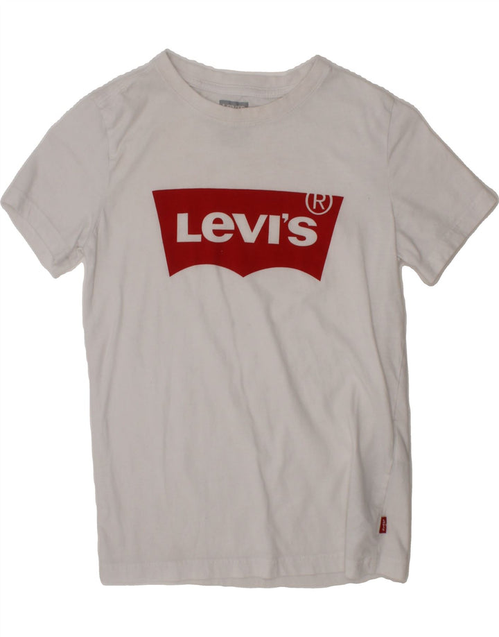 LEVI'S Boys Graphic T-Shirt Top 8-9 Years Small  White Cotton Vintage Levi's and Second-Hand Levi's from Messina Hembry 