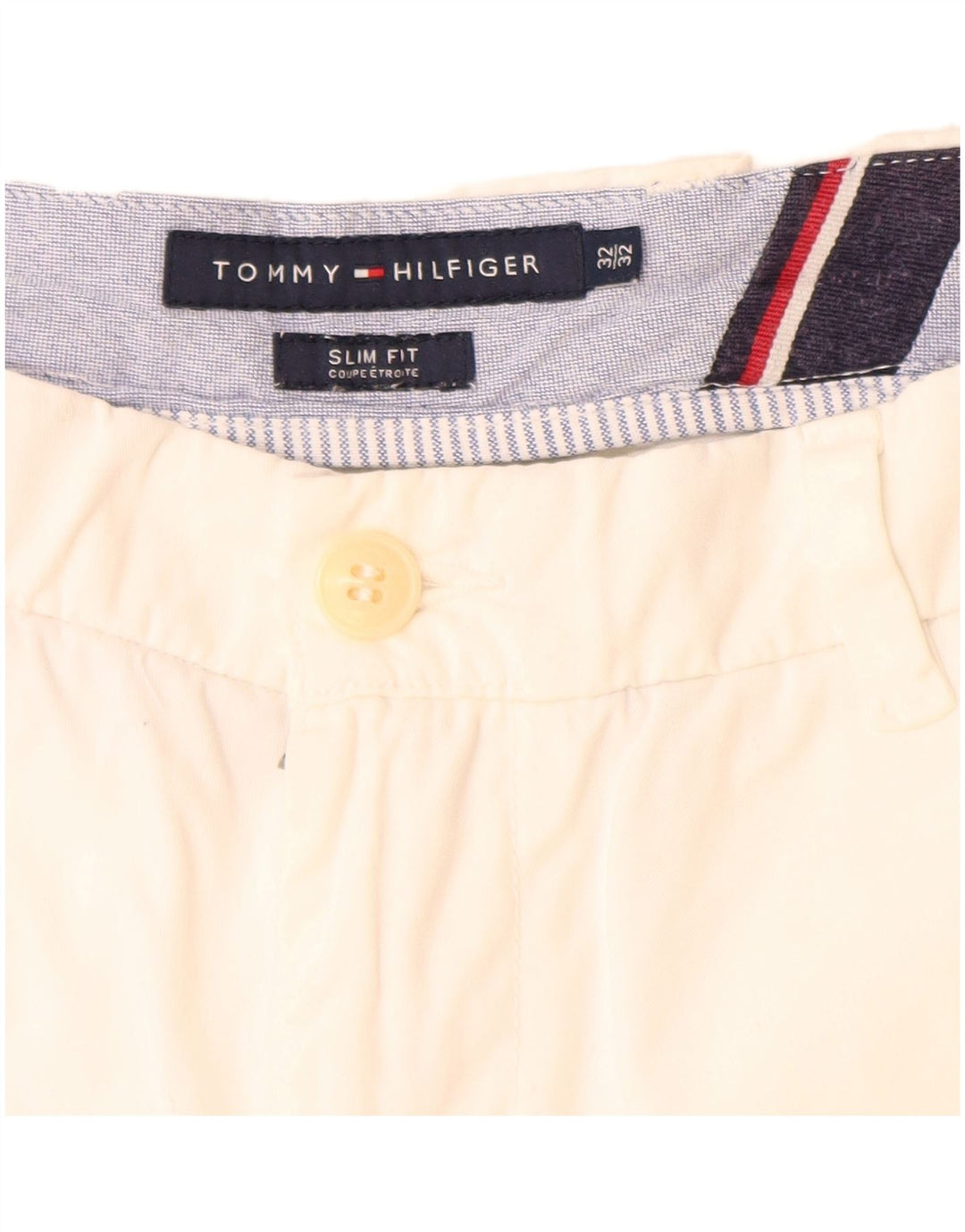 Tommy Hilfiger Pantalones cortos chinos ajustados para hombre W32 Medium White