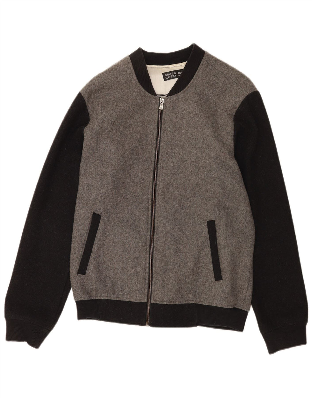 Gianni Lupo Chaqueta bomber para hombre UK 40 Large Lana gris color block