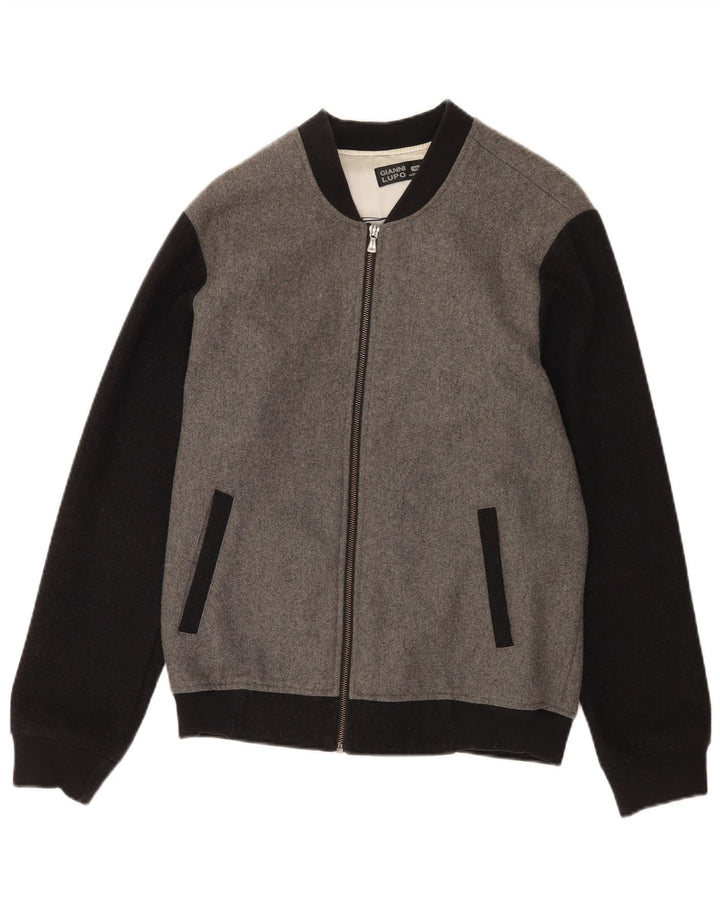 Gianni Lupo Chaqueta bomber para hombre UK 40 Large Lana gris color block
