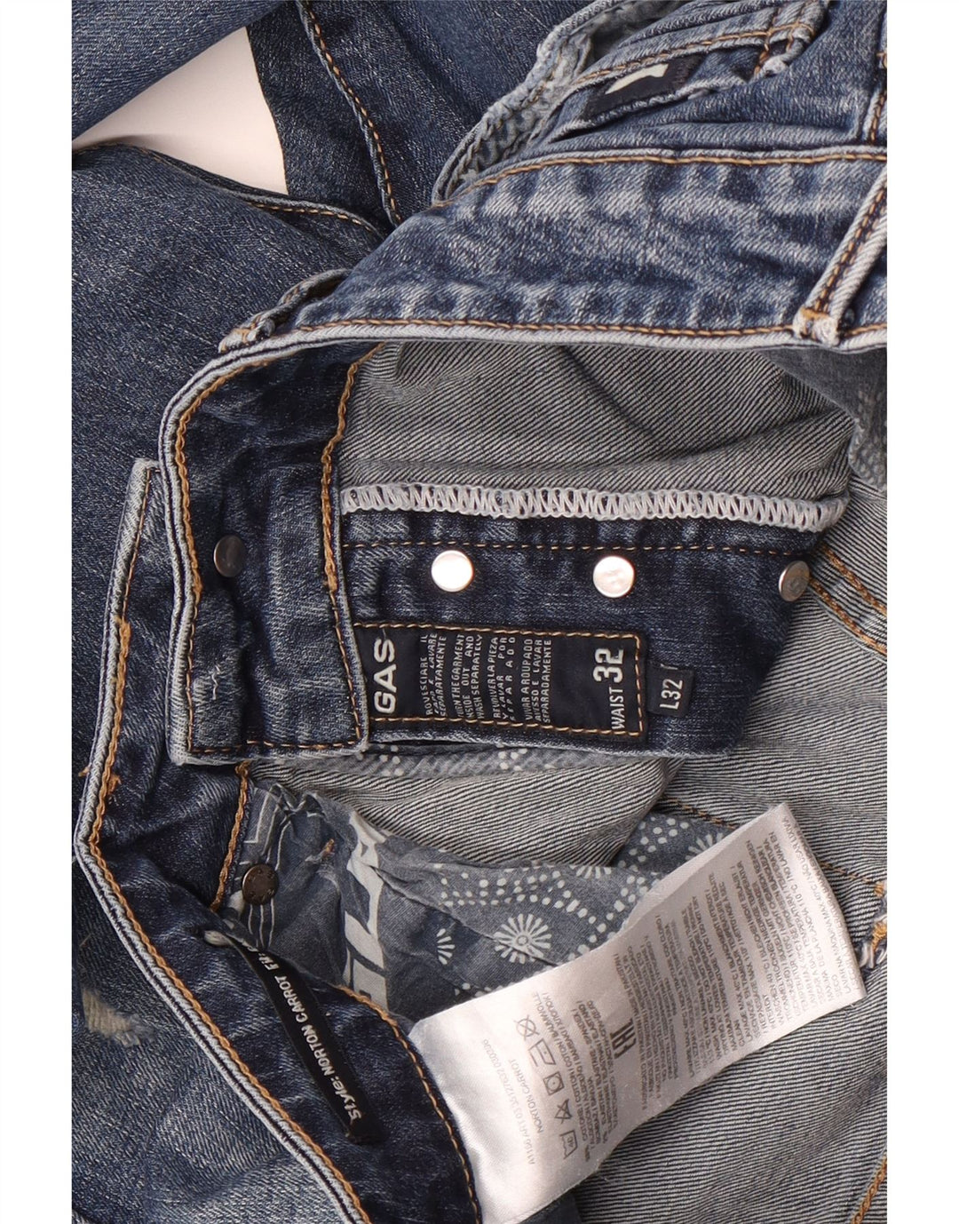 Vaqueros ajustados desgastados para hombre Gas W32 L32 Algodón azul