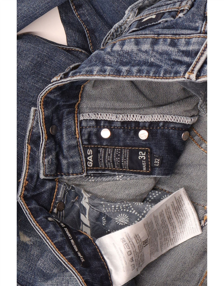 Vaqueros ajustados desgastados para hombre Gas W32 L32 Algodón azul
