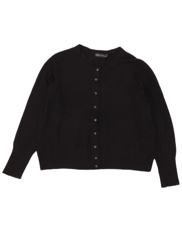 Marks & Spencer Suéter tipo cárdigan corto para mujer UK 40 XL Viscosa negra