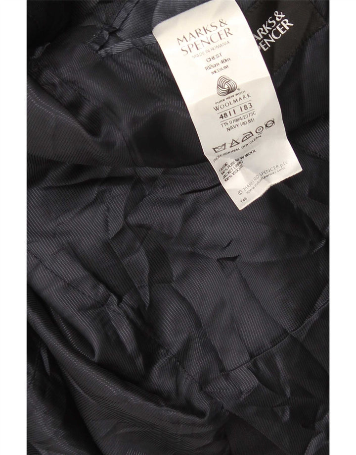 Marks & Spencer Chaqueta tipo blazer de 2 botones para hombre UK 40 Medium Azul marino Lana nueva