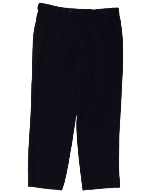 Marks & Spencer Pantalón de traje recto para hombre W34 L29 Lana azul marino