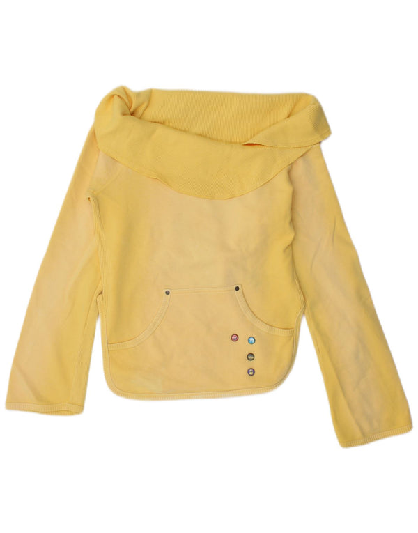 Diesel Mujer Crop Shawl Neck Sudadera Jumper UK 40 Grande Amarillo Rayas