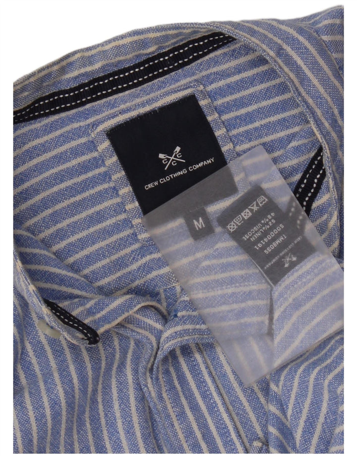 Crew Clothing Camisa para hombre de lino a rayas azul medio