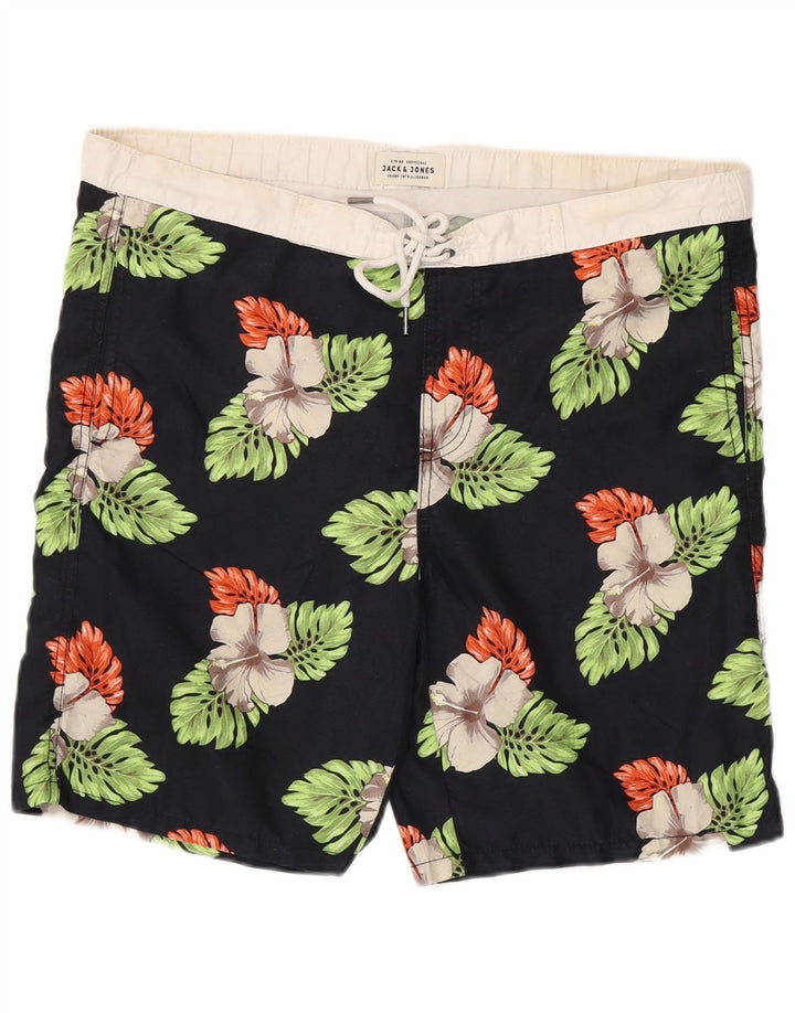 JACK & JONES Hombre Bañador Shorts Medium Negro Floral Poliéster