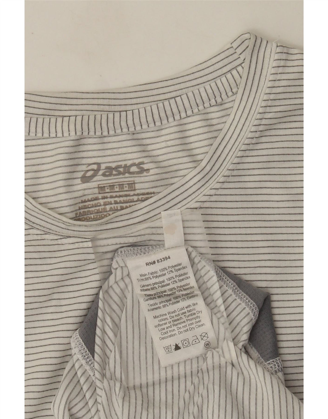 Camiseta Asics Hombre Top Medium Blanco Rayas Poliéster