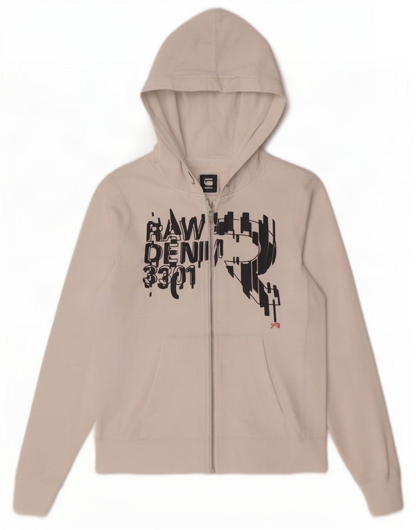 G-Star Sudadera con capucha y cremallera gráfica para mujer UK 10 Small White Cotton