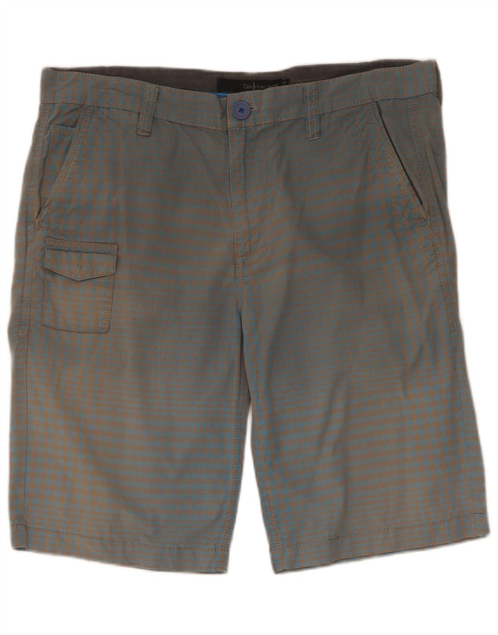 Pantalones cortos cargo Calvin Klein para hombre W33 Large Blue Gingham