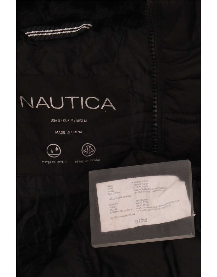 Nautica Chaqueta acolchada extragrande con capucha para mujer UK 10 Small Poliéster negro