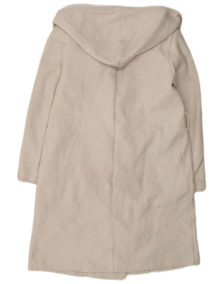 Zara Mujer Abrigo Extragrande De Doble Botonadura Con Capucha UK 10 Small Off White