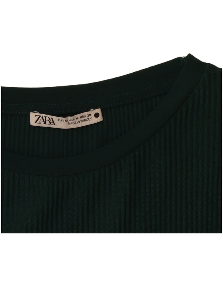 ZARA Womens Blouse Top UK 14 Medium Green