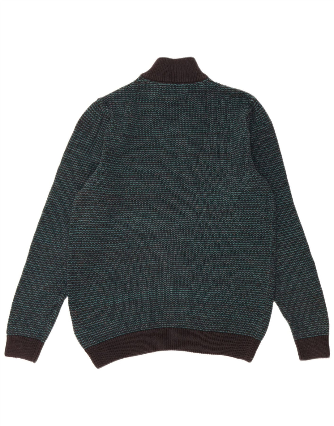 Marks & Spencer Jersey con cuello y cremallera para hombre de algodón a rayas verde medio