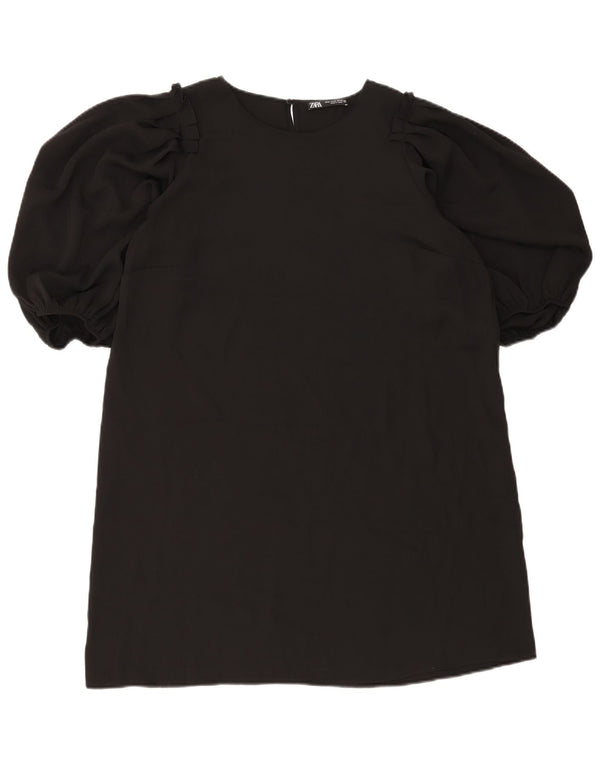 Zara Mujer Vestido Recto Manga 3/4 UK 40 XL Negro