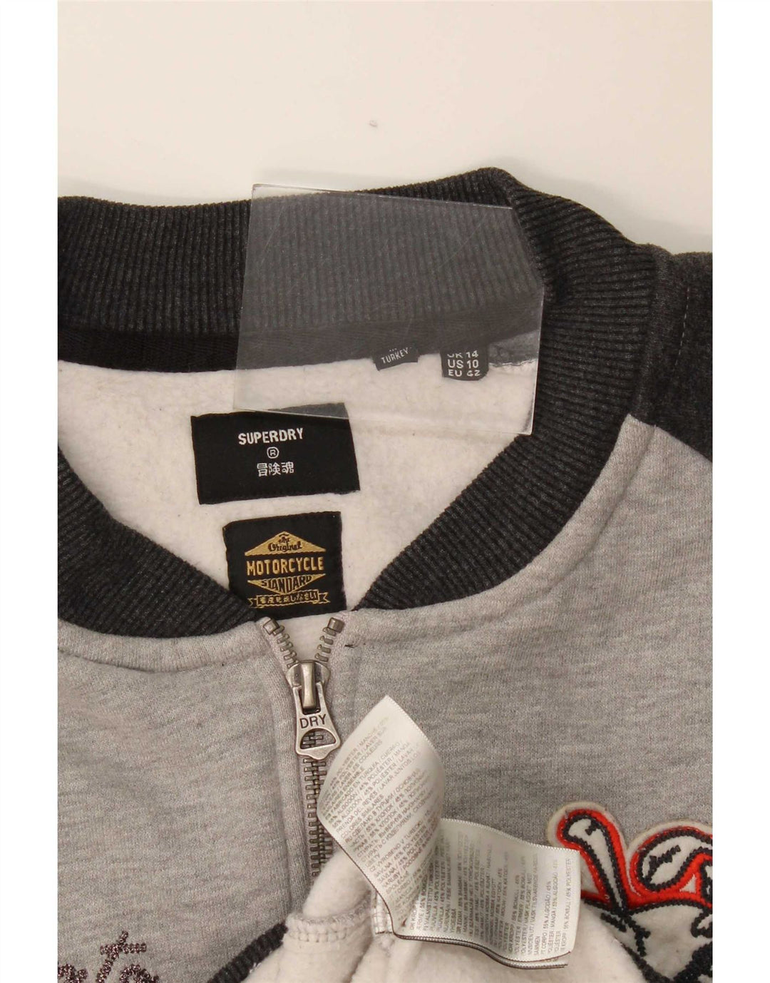 Superdry Chaqueta de chándal con gráfico para mujer, talla 40, color gris grande