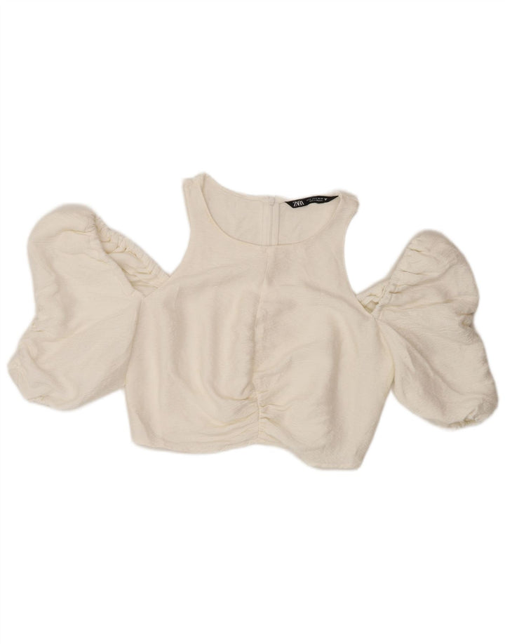 Zara Mujer Crop Off Hombro Top Reino Unido 42 Medio Blanco