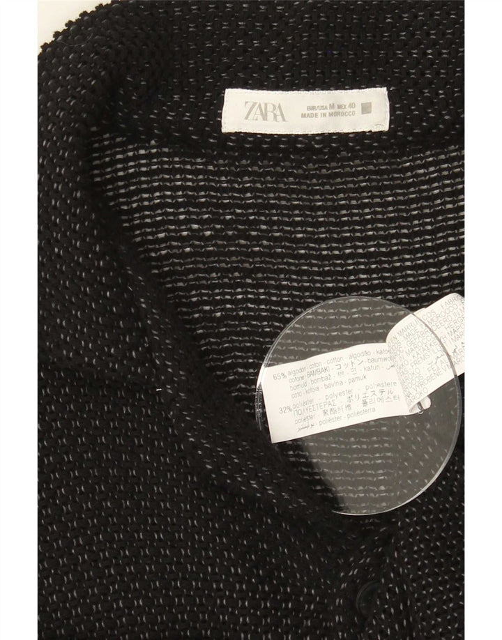 Zara Hombre Camisa Manga Corta Algodón Moteado Negro Mediano